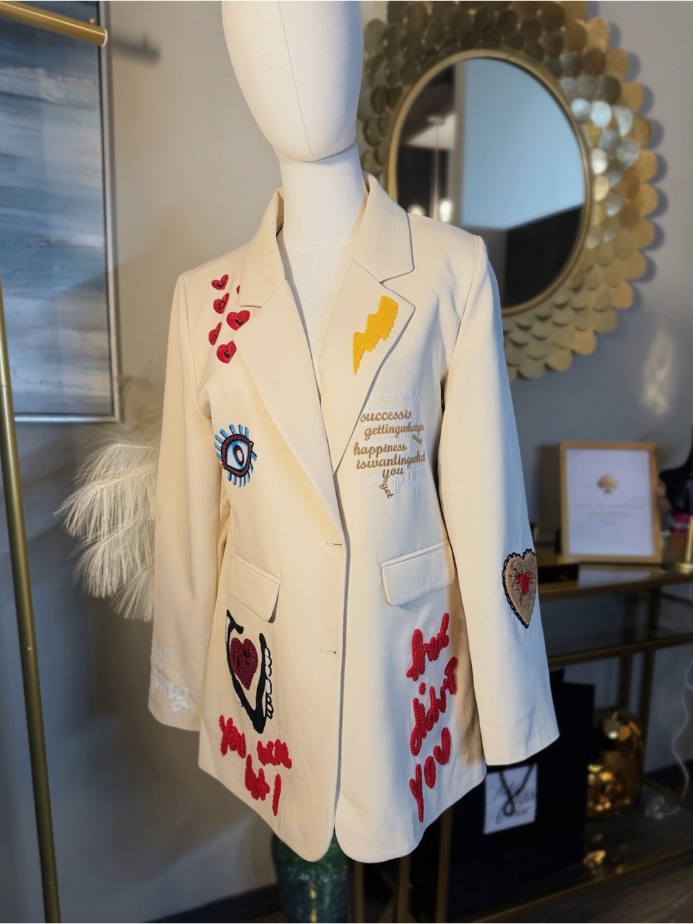 Timmy Woods Beverly Hills Embroidered Statement Blazer ❤️ Wearable Art NWT